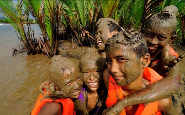 Having fun in the mud