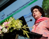 IUCN Regional Director Aban Marker Kabraji speaks at the RCF on the urgency of building resilience in Asia